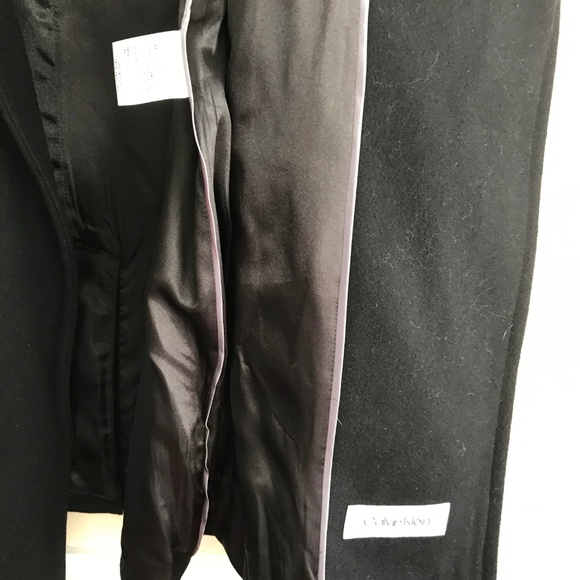 Calvin Klein Women's Wool Blend Black Trench Coat - Picture 7 of 12